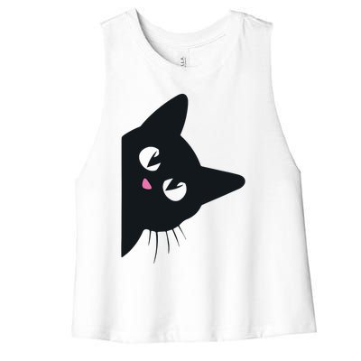 Cute Black Cat Halloween Costume Kitten Adult Women's Racerback Cropped Tank