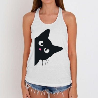 Cute Black Cat Halloween Costume Kitten Adult Women's Knotted Racerback Tank