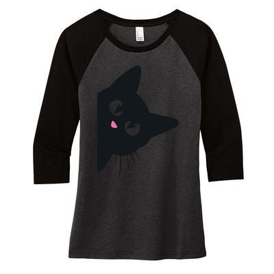 Cute Black Cat Halloween Costume Kitten Adult Women's Tri-Blend 3/4-Sleeve Raglan Shirt