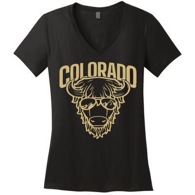 Cool Buffalo Colorado Boulder Game Day Women's V-Neck T-Shirt