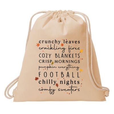 Cozy Blankets Crunchy Leaves Crackling Fires Football Drawstring Bag