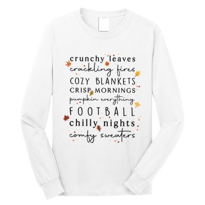 Cozy Blankets Crunchy Leaves Crackling Fires Football Long Sleeve Shirt