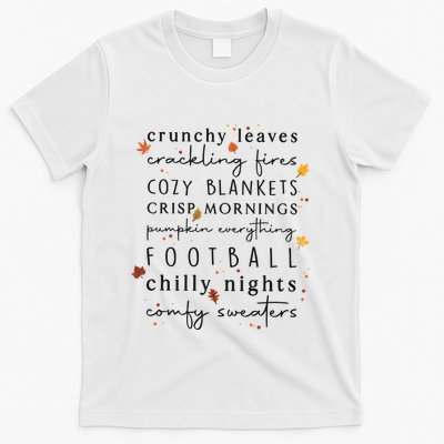 Cozy Blankets Crunchy Leaves Crackling Fires Football T-Shirt