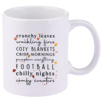 Cozy Blankets Crunchy Leaves Crackling Fires Football 11oz C Handle Ceramic Mug