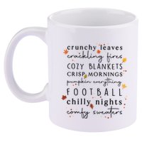 Cozy Blankets Crunchy Leaves Crackling Fires Football 11oz C Handle Ceramic Mug