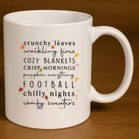 Cozy Blankets Crunchy Leaves Crackling Fires Football 11oz C Handle Ceramic Mug