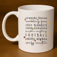 Cozy Blankets Crunchy Leaves Crackling Fires Football 11oz C Handle Ceramic Mug
