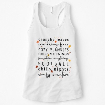Cozy Blankets Crunchy Leaves Crackling Fires Football Womens Tank Top