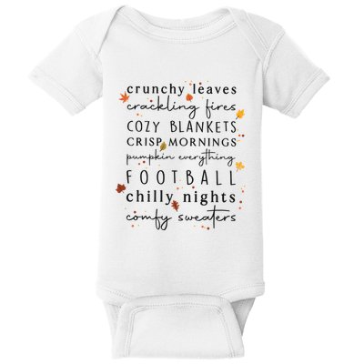 Cozy Blankets Crunchy Leaves Crackling Fires Football Baby Bodysuit