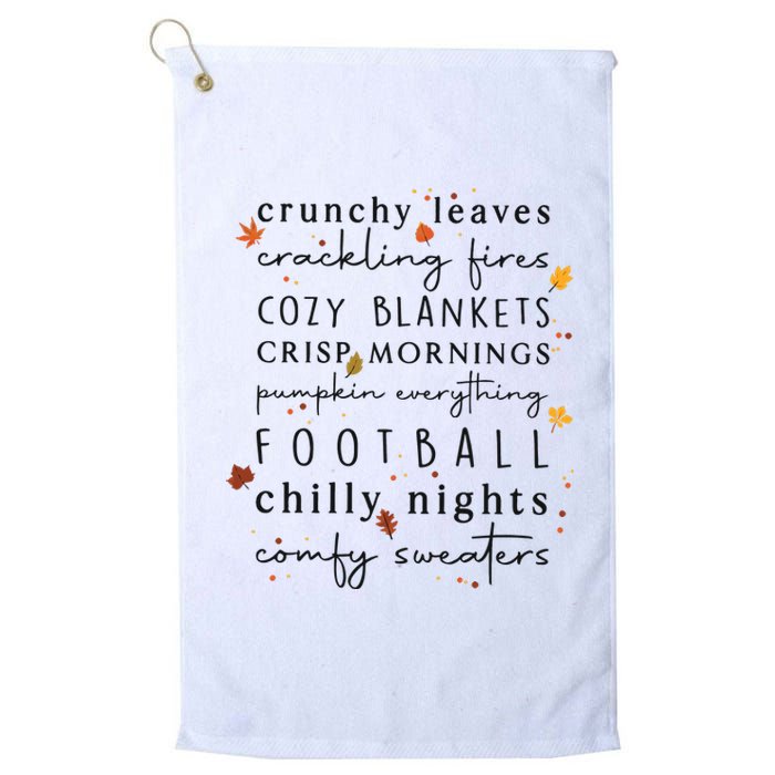 Cozy Blankets Crunchy Leaves Crackling Fires Football Platinum Collection Golf Towel