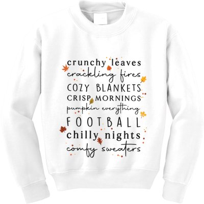 Cozy Blankets Crunchy Leaves Crackling Fires Football Kids Sweatshirt