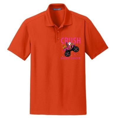 Crush Breast Cancer Awareness Monster Truck Halloween Dry Zone Grid Polo