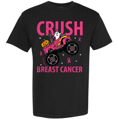 Crush Breast Cancer Awareness Monster Truck Halloween Garment-Dyed Heavyweight T-Shirt