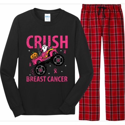 Crush Breast Cancer Awareness Monster Truck Halloween Long Sleeve Pajama Set