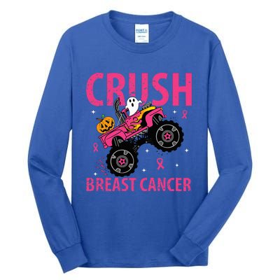 Crush Breast Cancer Awareness Monster Truck Halloween Tall Long Sleeve T-Shirt