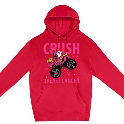 Crush Breast Cancer Awareness Monster Truck Halloween Premium Pullover Hoodie