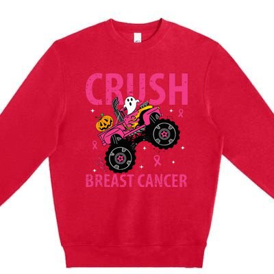 Crush Breast Cancer Awareness Monster Truck Halloween Premium Crewneck Sweatshirt