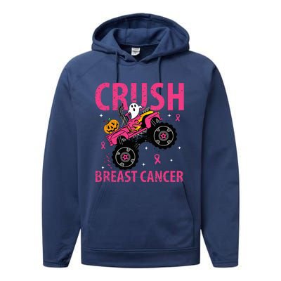 Crush Breast Cancer Awareness Monster Truck Halloween Performance Fleece Hoodie