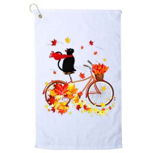 Cute Black Cat Fall Bicycle Autumn Halloween Platinum Collection Golf Towel