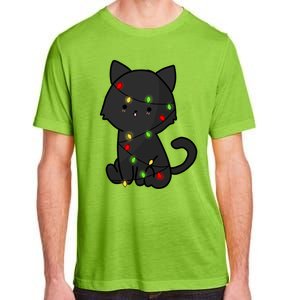 Cute Black Cat With Xmas Lights Love Cats Gift Adult ChromaSoft Performance T-Shirt