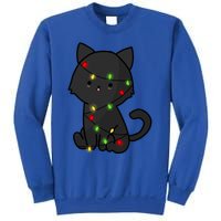 Cute Black Cat With Xmas Lights Love Cats Gift Sweatshirt