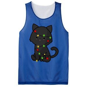 Cute Black Cat With Xmas Lights Love Cats Gift Mesh Reversible Basketball Jersey Tank