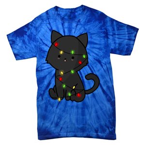 Cute Black Cat With Xmas Lights Love Cats Gift Tie-Dye T-Shirt