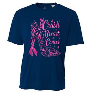 Crush Breast Cancer Awareness Bling Pink Ribbon Cooling Performance Crew T-Shirt