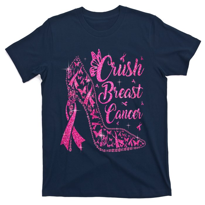 Crush Breast Cancer Awareness Bling Pink Ribbon T-Shirt