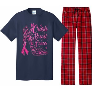 Crush Breast Cancer Awareness Bling Pink Ribbon Pajama Set