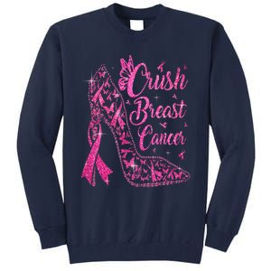 Crush Breast Cancer Awareness Bling Pink Ribbon Tall Sweatshirt