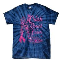 Crush Breast Cancer Awareness Bling Pink Ribbon Tie-Dye T-Shirt