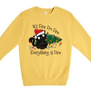 Christmas Black Cat ItS Fine IM Fine Everything Is Fine Gift Premium Crewneck Sweatshirt