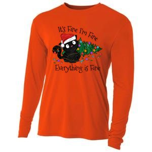 Christmas Black Cat ItS Fine IM Fine Everything Is Fine Gift Cooling Performance Long Sleeve Crew