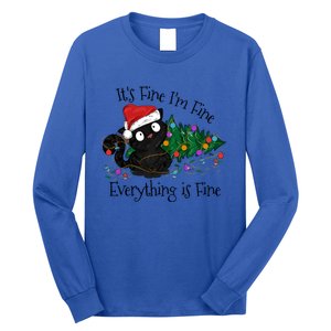 Christmas Black Cat ItS Fine IM Fine Everything Is Fine Gift Long Sleeve Shirt