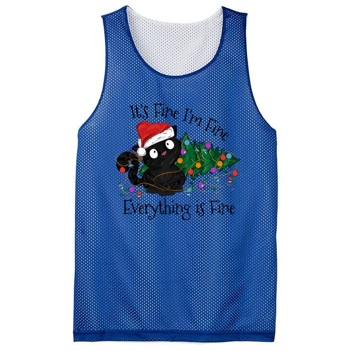 Christmas Black Cat ItS Fine IM Fine Everything Is Fine Gift Mesh Reversible Basketball Jersey Tank