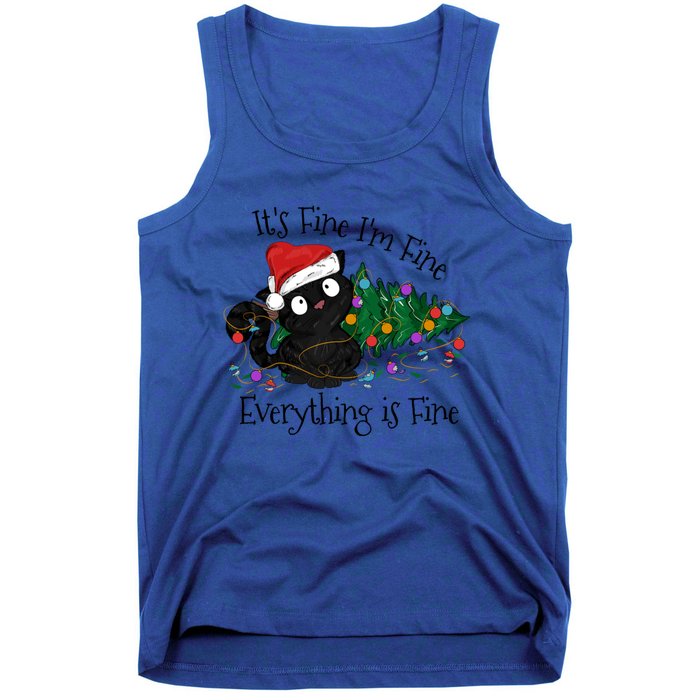 Christmas Black Cat ItS Fine IM Fine Everything Is Fine Gift Tank Top