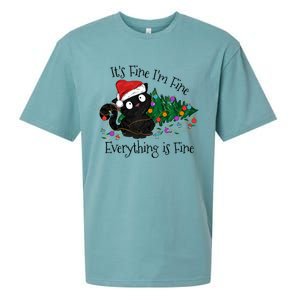 Christmas Black Cat ItS Fine IM Fine Everything Is Fine Gift Sueded Cloud Jersey T-Shirt