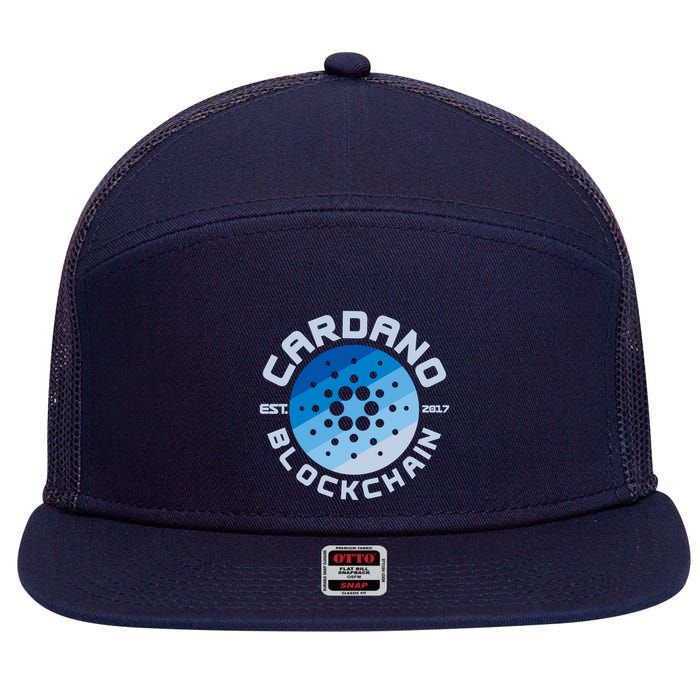 Cardano Blockchain Cryptocurrency Est 2017 7 Panel Mesh Trucker Snapback Hat