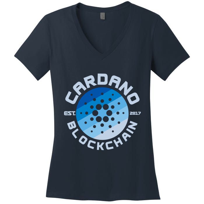 Cardano Blockchain Cryptocurrency Est 2017 Women's V-Neck T-Shirt