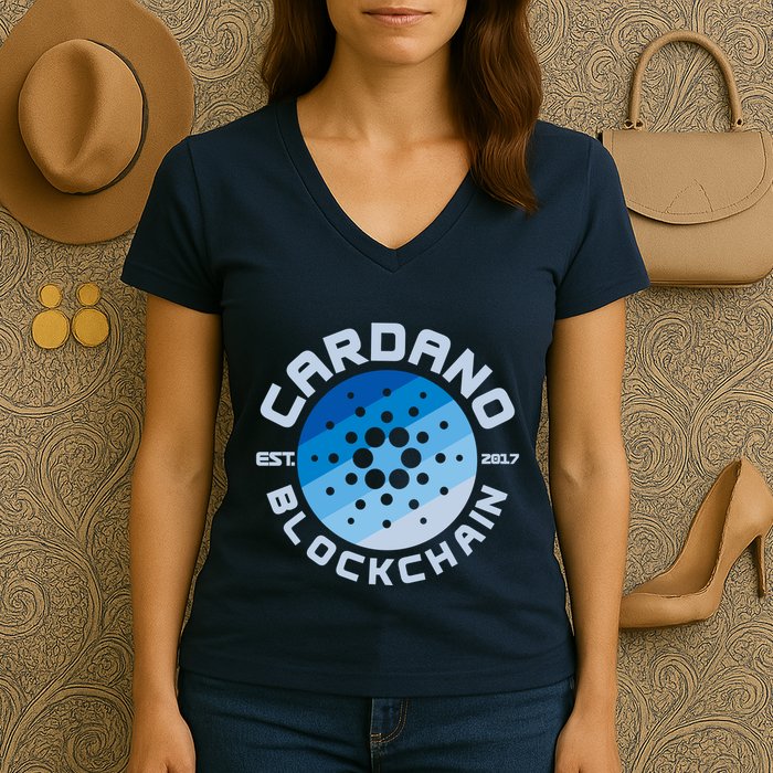 Cardano Blockchain Cryptocurrency Est 2017 Women's V-Neck T-Shirt