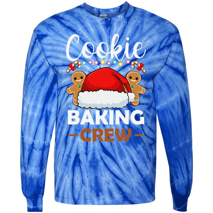 Cookie Baking Crew Christmas Pajama Gingerbread Santa Hat Tie-Dye Long Sleeve Shirt