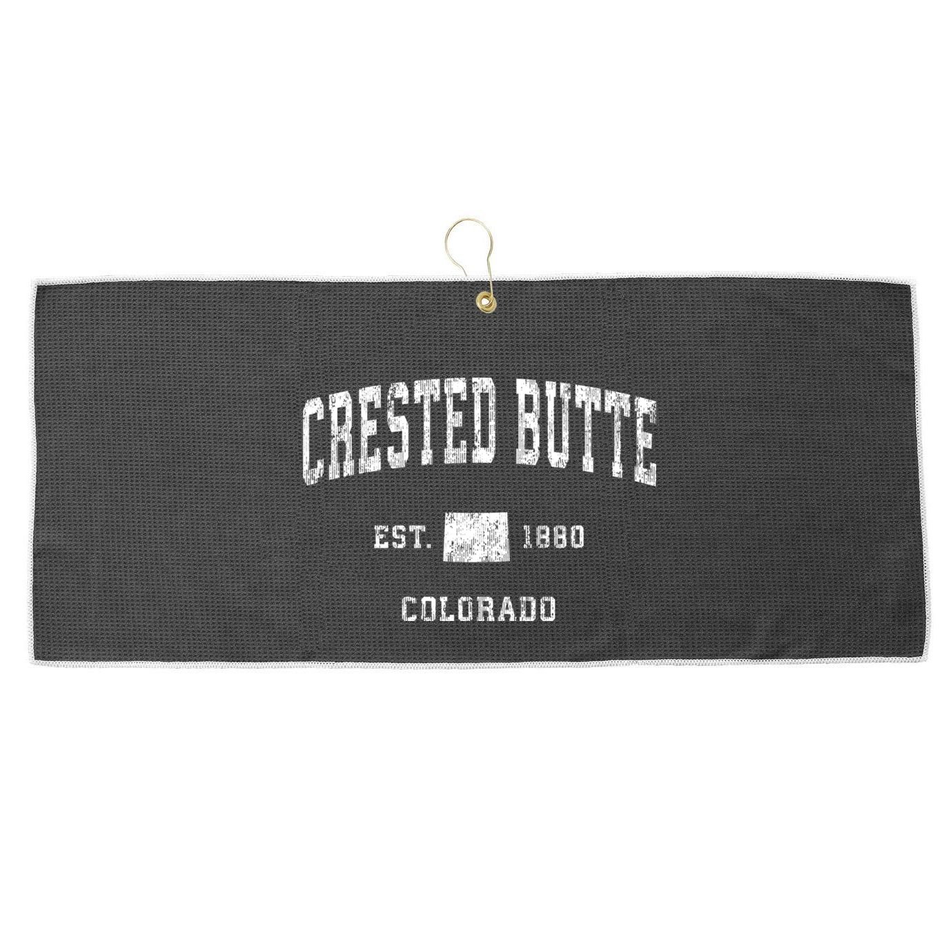 Crested Butte Colorado Co Vintage Sports Large Microfiber Waffle Golf Towel