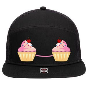 Cupcake Bra Costume Cute Easy Food Halloween Gift 7 Panel Mesh Trucker Snapback Hat