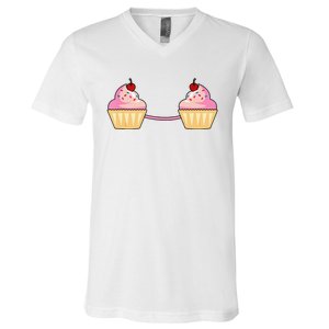 Cupcake Bra Costume Cute Easy Food Halloween Gift V-Neck T-Shirt