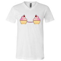 Cupcake Bra Costume Cute Easy Food Halloween Gift V-Neck T-Shirt