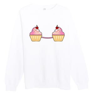 Cupcake Bra Costume Cute Easy Food Halloween Gift Premium Crewneck Sweatshirt