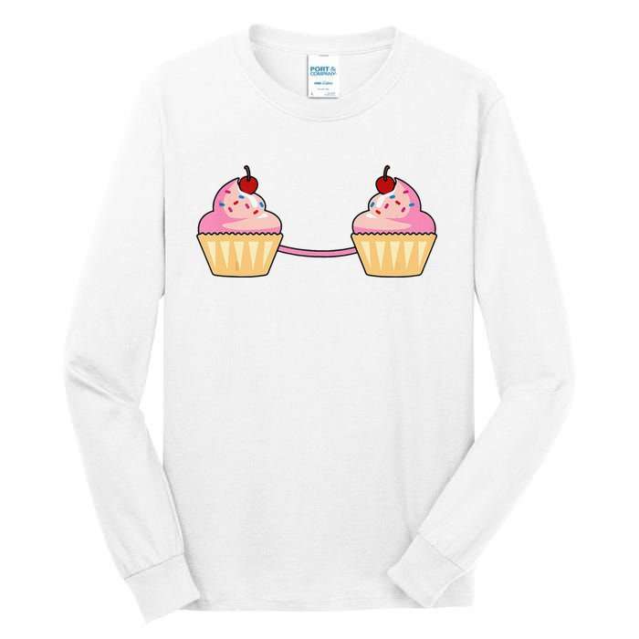 Cupcake Bra Costume Cute Easy Food Halloween Gift Tall Long Sleeve T-Shirt