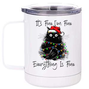 Christmas Black Cat  Embrace the Chaos  12 oz Stainless Steel Tumbler Cup