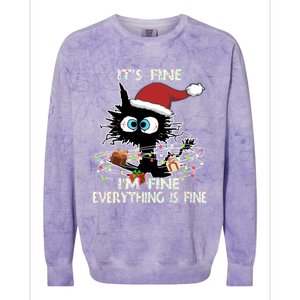 Christmas Black Cat ItS Fine IM Fine Everything Is Fine Great Gift Colorblast Crewneck Sweatshirt